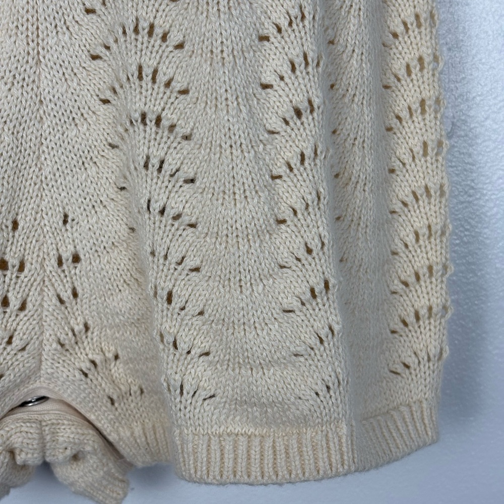 Baby GAP Crochet Sweater Knit Vanilla Cream Boho Indie Vintage-inspired Romper - Picture 8 of 13